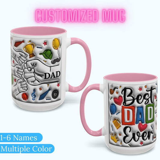 Personalized Dad Mug | Custom Name Coffee Cup with Kids’ Names | Father’s Day Gift for Dad | Customizable Gift for Papa | Birthday Gift