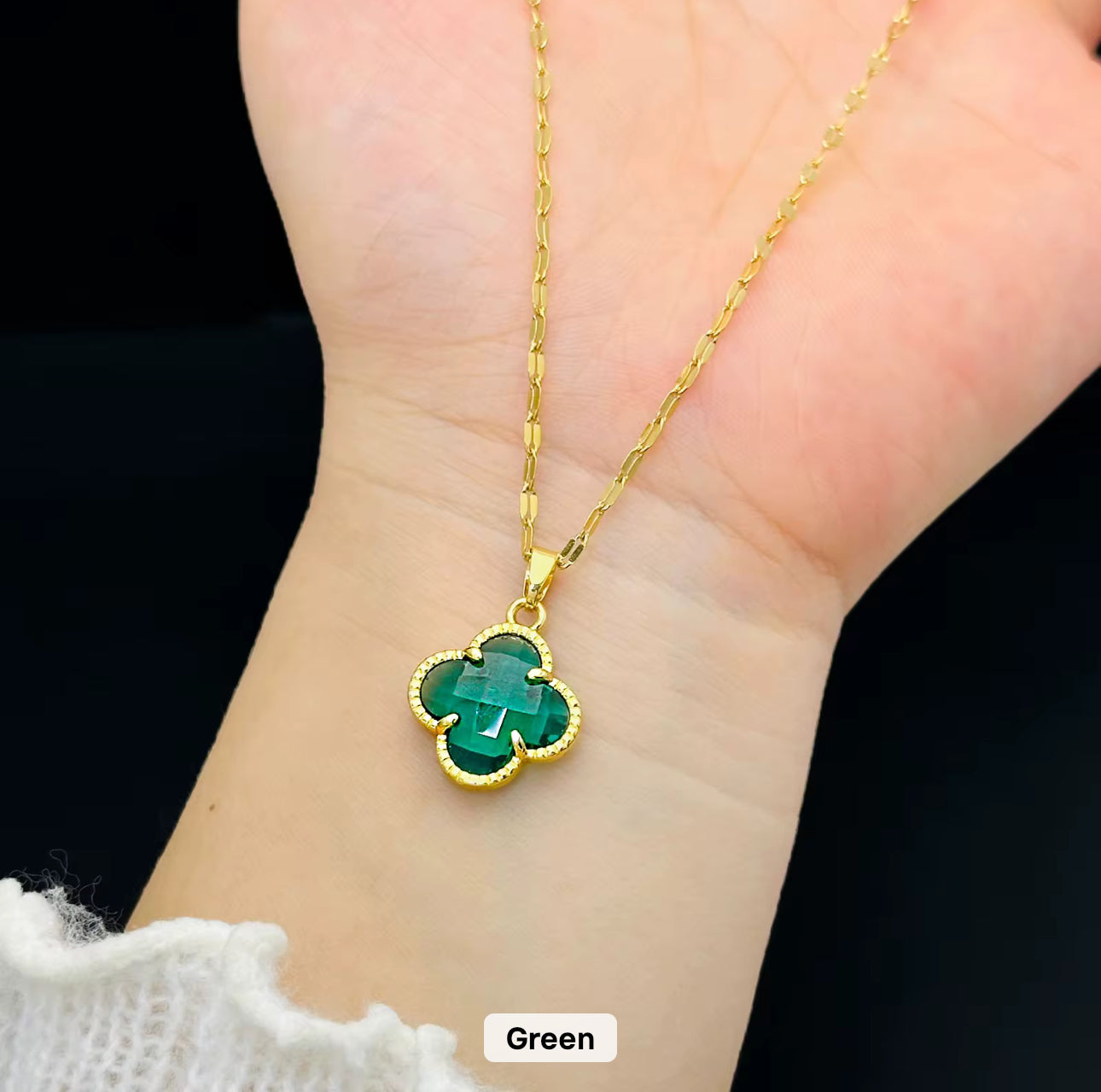 18K Gold Plated Four Leaf Clover Necklace | Stainless Steel Lucky Pendant | Elegant Women’s Jewelry