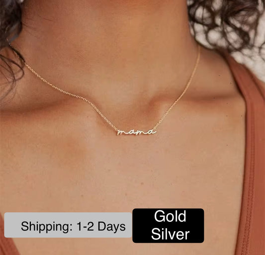 Dainty Mama Necklace in Sterling Silver & Gold • Mom Necklace • Perfect Gift for Mom and Wife