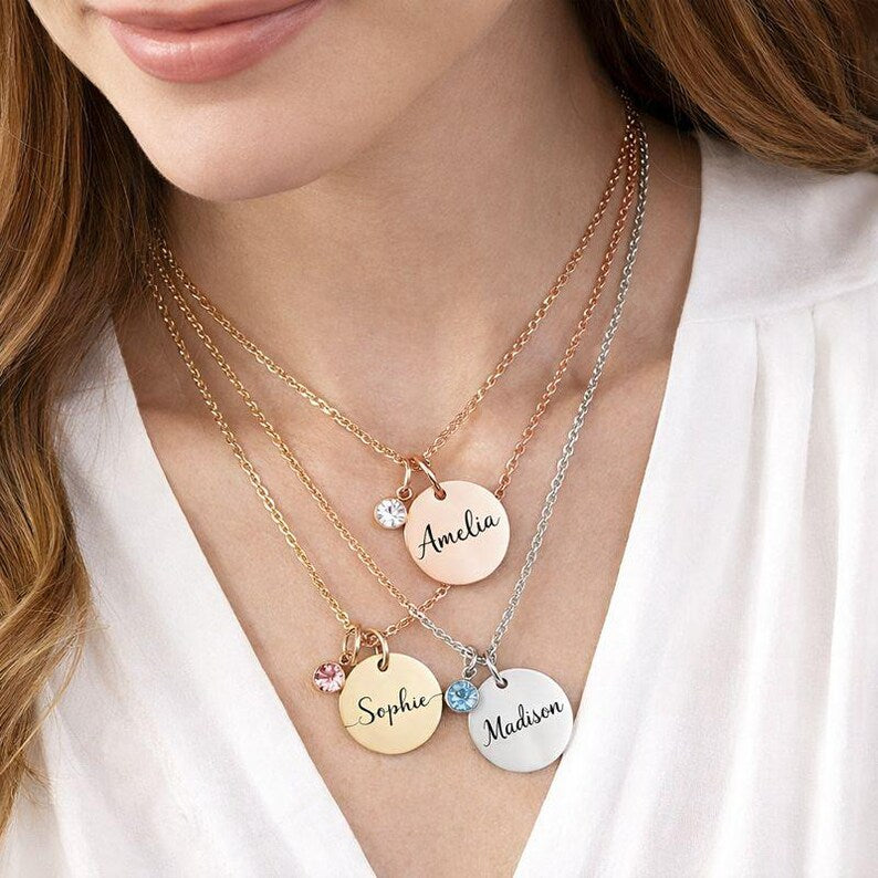 Personalized Name Necklace with Birthstone | Dainty Gold Cursive Name Necklace | Gift for Mom, Bridesmaid & Kids | Custom Jewelry
