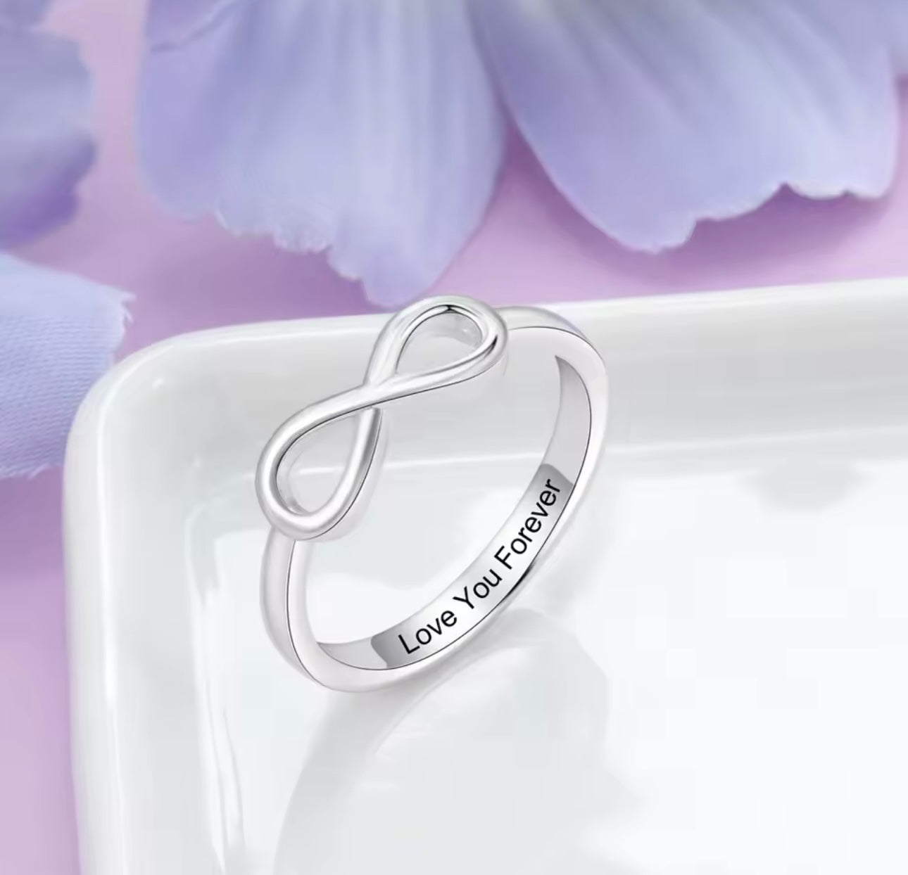 Custom Infinity Ring for Women – Engraved Name Love Knot Promise Ring, Romantic Anniversary Gift