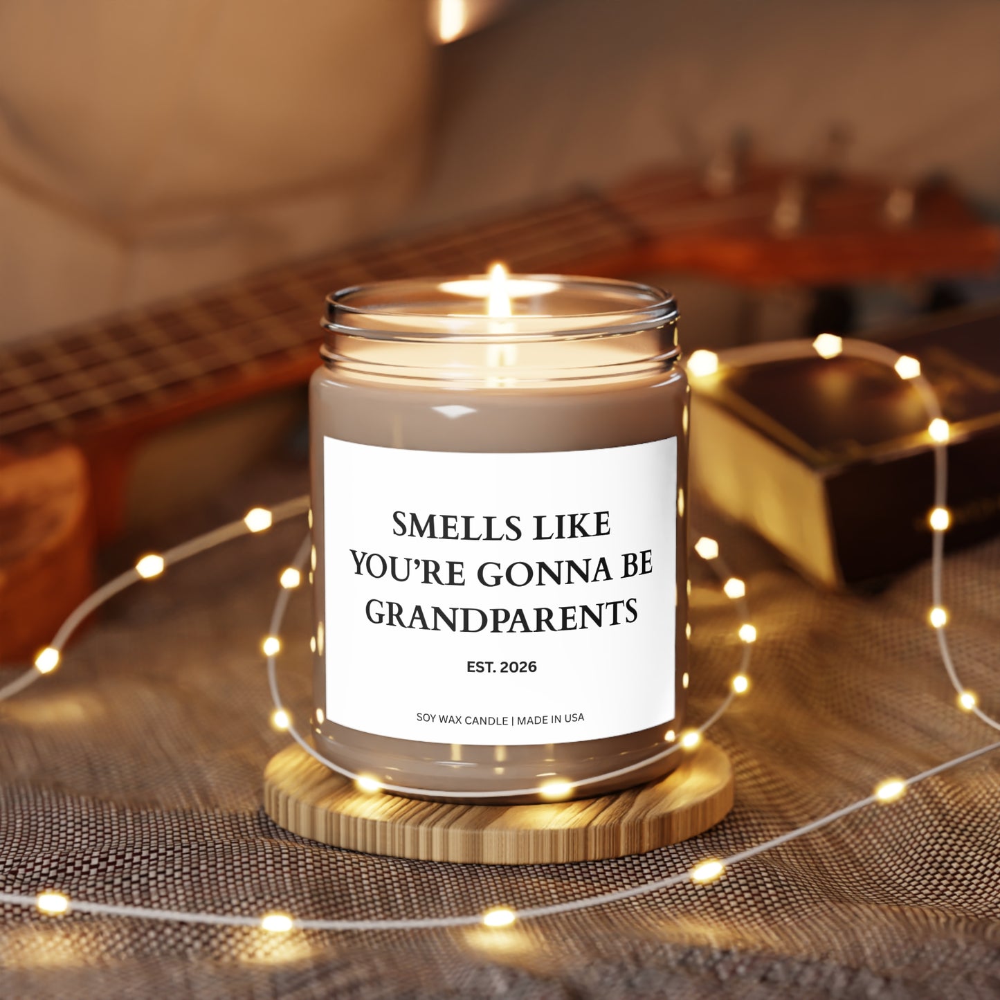 Grandparents Pregnancy Announcement Candle, Promoted to Grandparents Gifts
