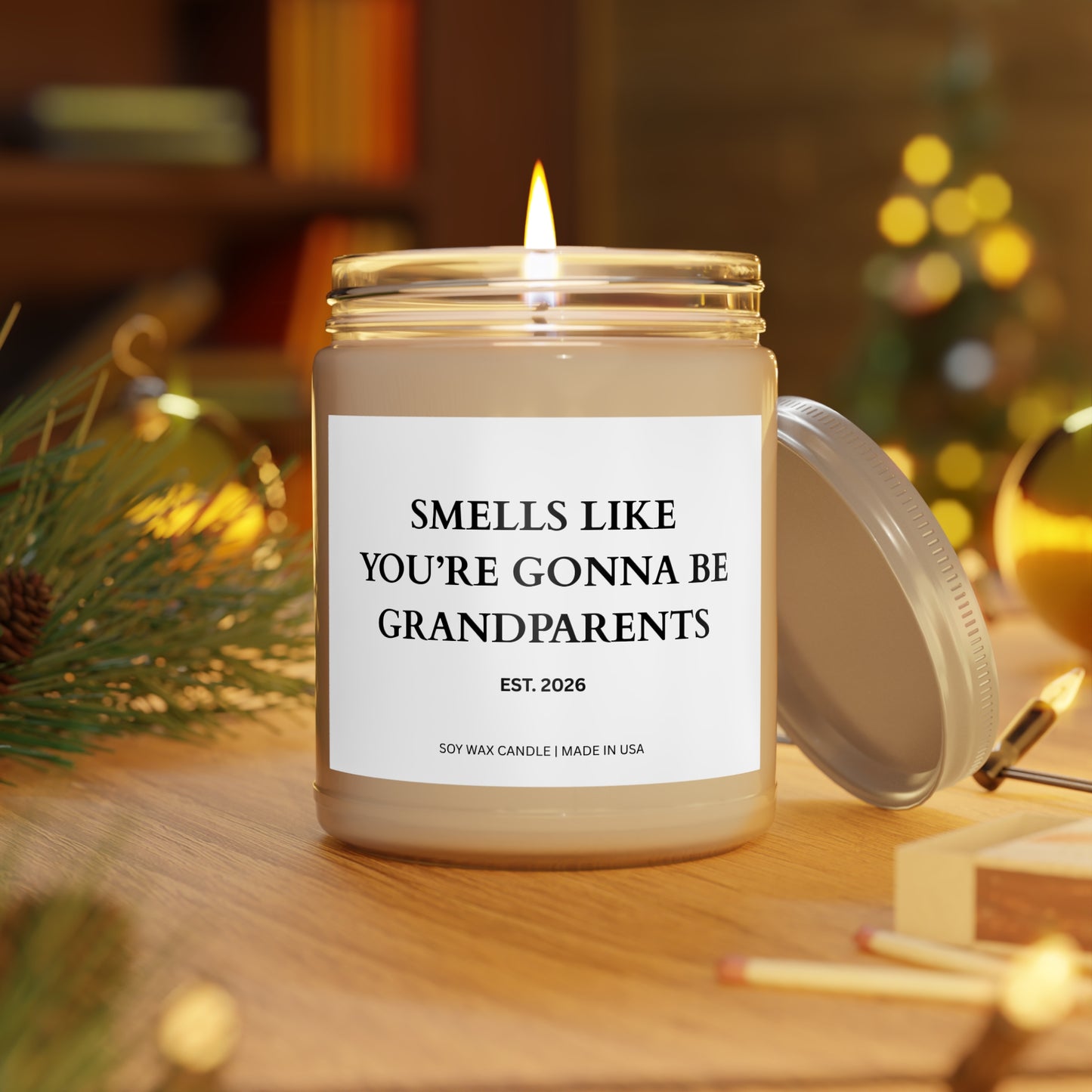 Grandparents Pregnancy Announcement Candle, Promoted to Grandparents Gifts