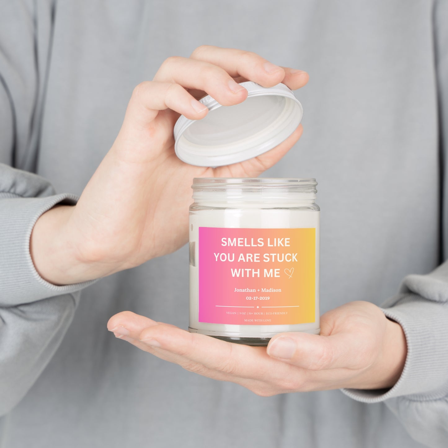 Custom “Stuck With Me” Candle • Personalized Couples Candle • Romantic Gift for Him or Her • Custom Name & Text • Valentine’s Gift