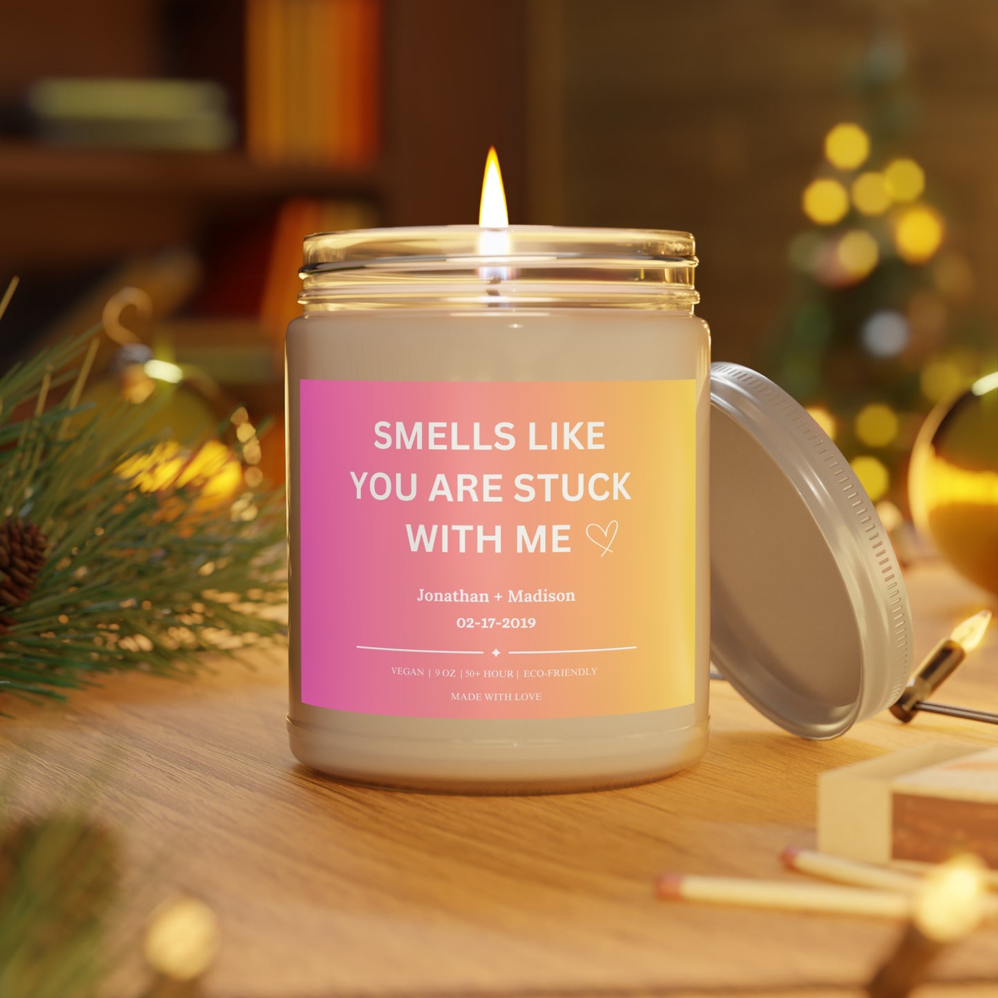 Custom “Stuck With Me” Candle • Personalized Couples Candle • Romantic Gift for Him or Her • Custom Name & Text • Valentine’s Gift