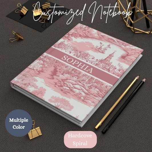 Toile De Jouy Personalized Spiral Notebook | Custom Journal for Women, Kids, Best Friends | Birthday Gifts for Her & Mom
