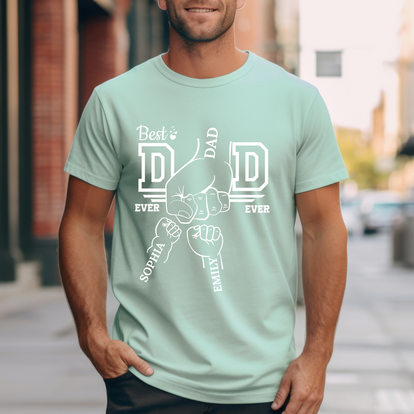 Customized T-Shirt for Dad | Custom Dad Fist Bump Shirt With Kids Names | Father's Day Gift From Daughter Son, Personalized T-Shirt (Copy)