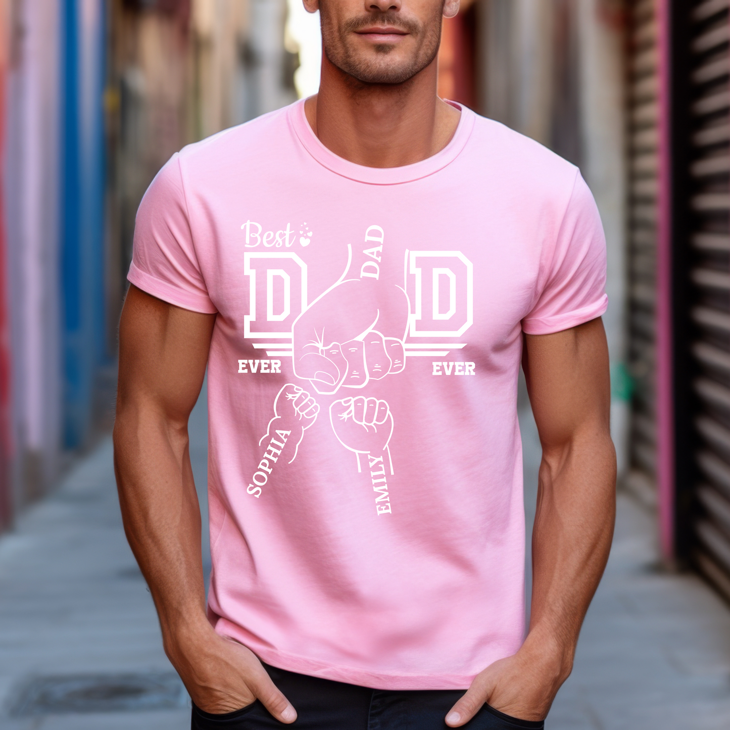 Customized T-Shirt for Dad | Custom Dad Fist Bump Shirt With Kids Names | Father's Day Gift From Daughter Son, Personalized T-Shirt (Copy)