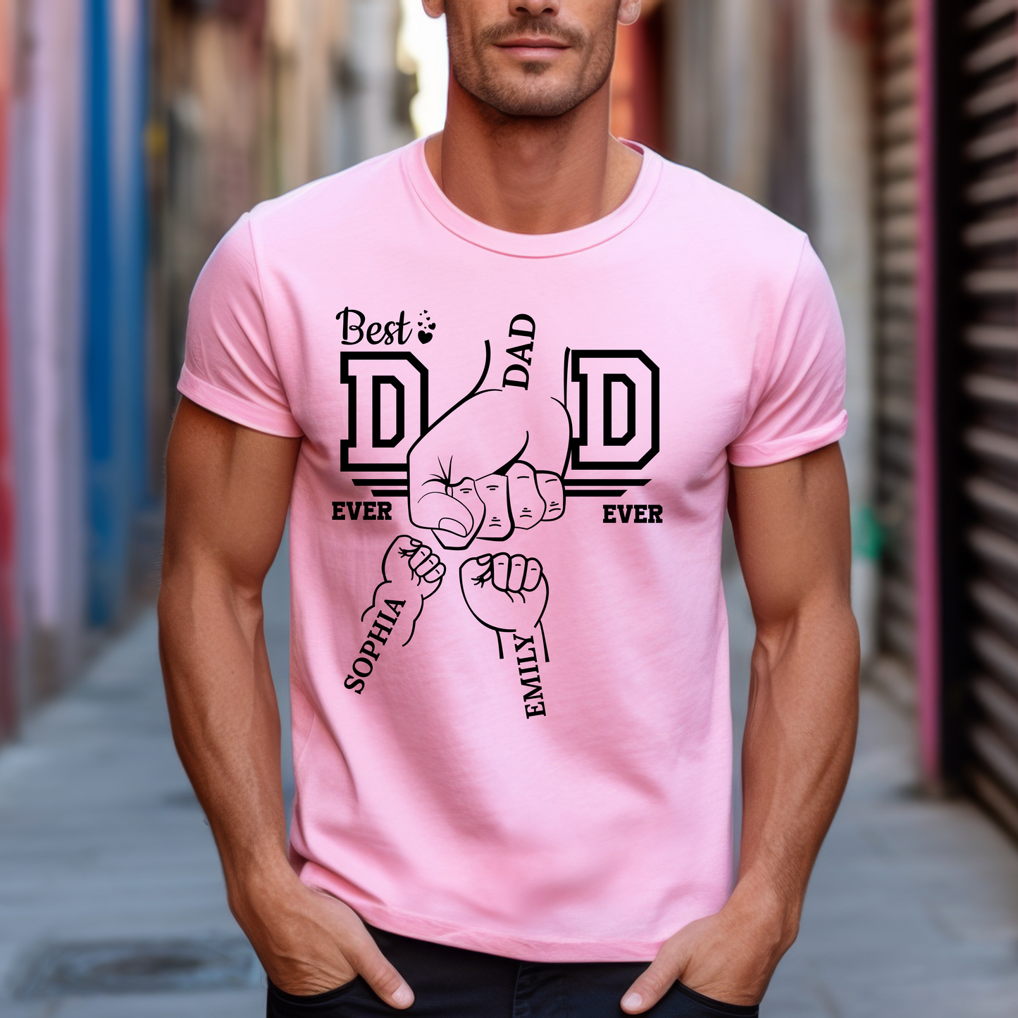 Customized T-Shirt for Dad | Custom Dad Fist Bump Shirt With Kids Names | Father's Day Gift From Daughter Son, Personalized T-Shirt (Copy)