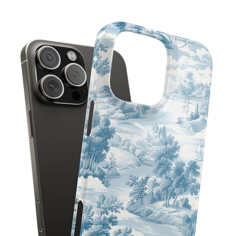 Custom Name Samsung, iPhone Case | Tough, Snap, MagSafe iPhone & Samsung cases | Blue Toile De Jouy Phone Case | Customized Phone Cover
