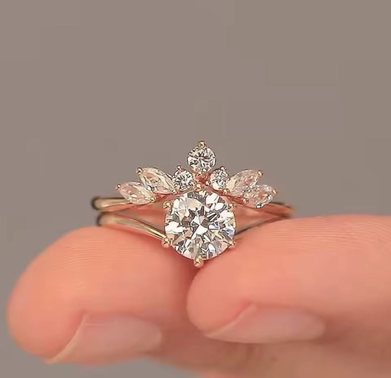 S925 Sterling Silver 1.2CT Moissanite Ring Set | 18K Gold-Plated | Perfect Birthday & Gift Jewelry