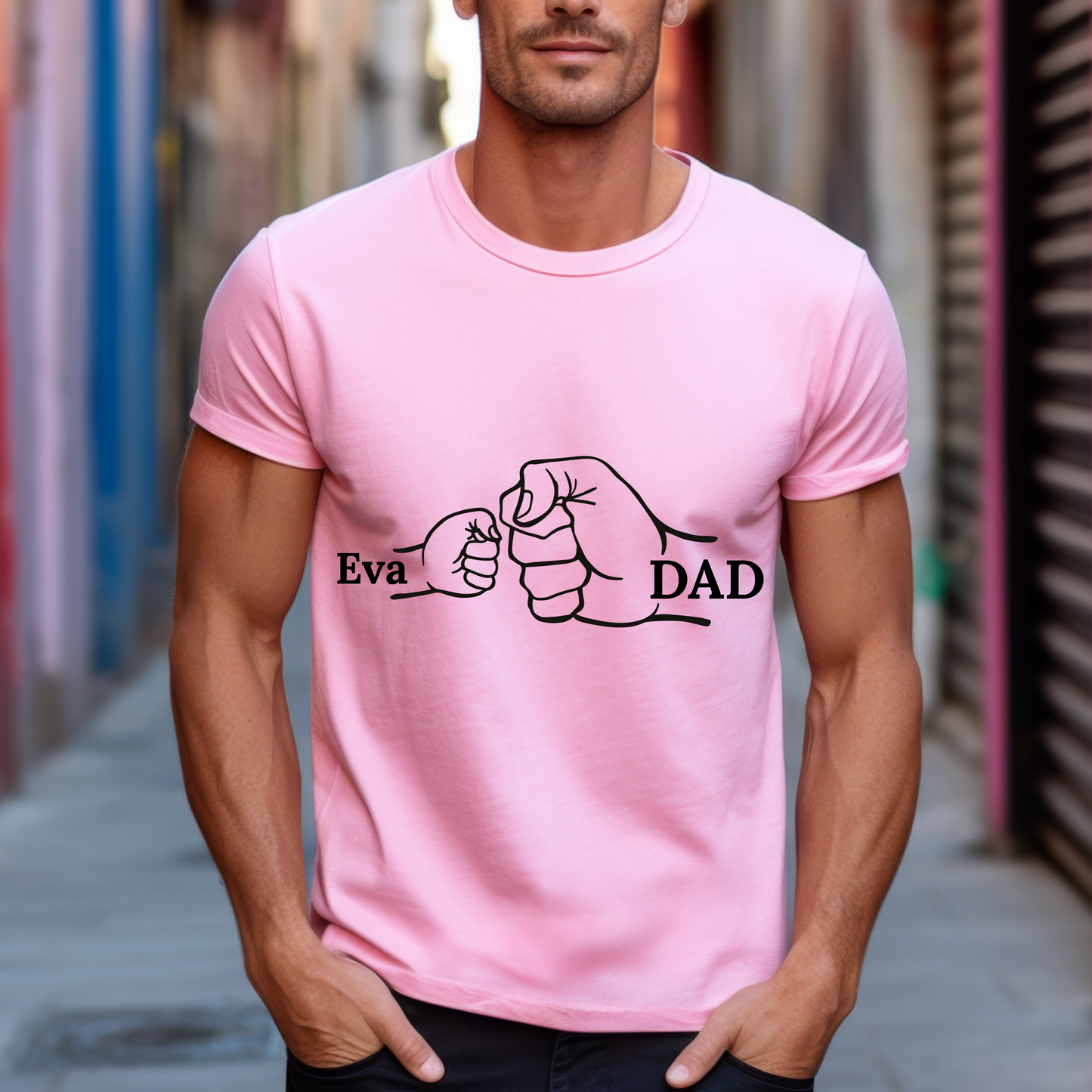 Customized T-Shirt for Dad | Custom Dad Fist Bump Shirt With Kids Names | Father's Day Gift From Daughter Son, Personalized T-Shirt