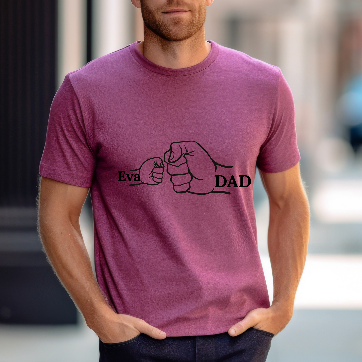 Customized T-Shirt for Dad | Custom Dad Fist Bump Shirt With Kids Names | Father's Day Gift From Daughter Son, Personalized T-Shirt