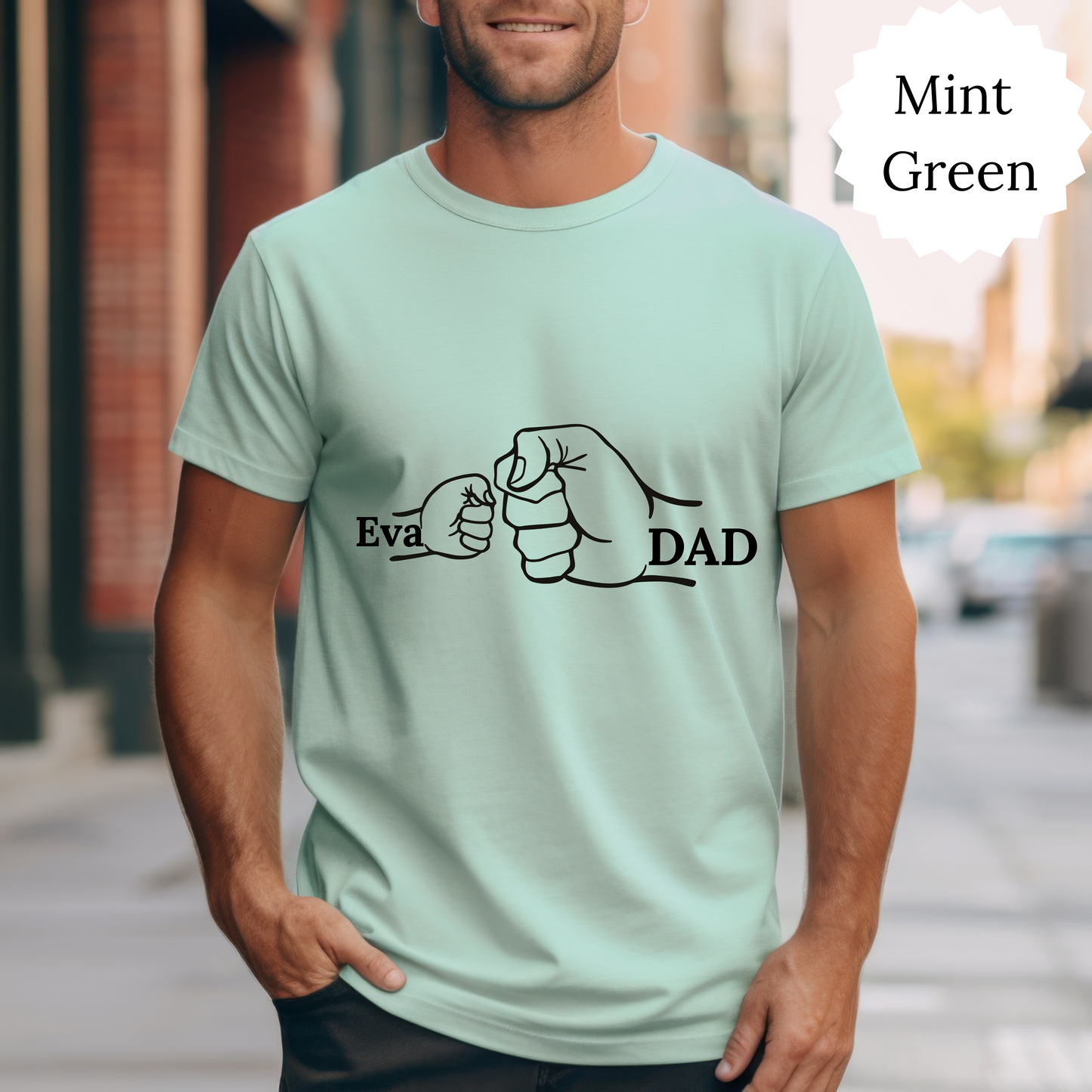 Customized T-Shirt for Dad | Custom Dad Fist Bump Shirt With Kids Names | Father's Day Gift From Daughter Son, Personalized T-Shirt