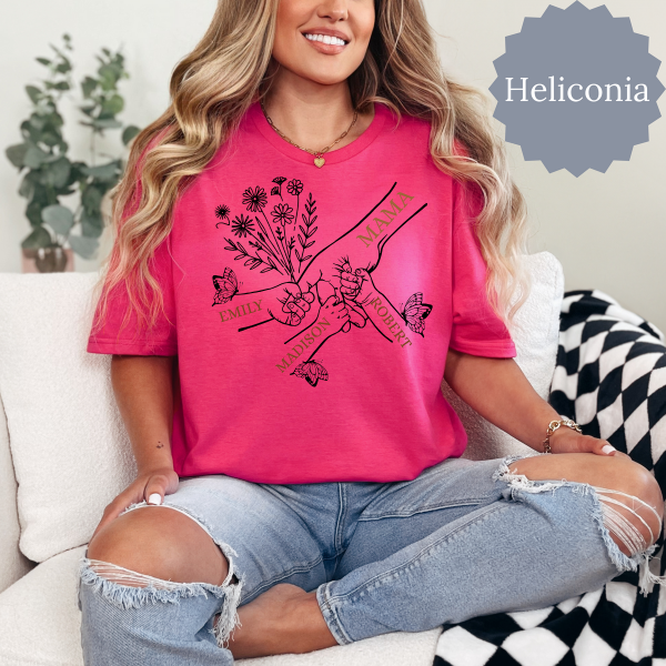 Customized T-Shirt for Mom | Mom Holding Hands T-Shirt, Mothers Day Gift From Daughter Son, Personalized T-Shirt | T-Shirt with Kids Names