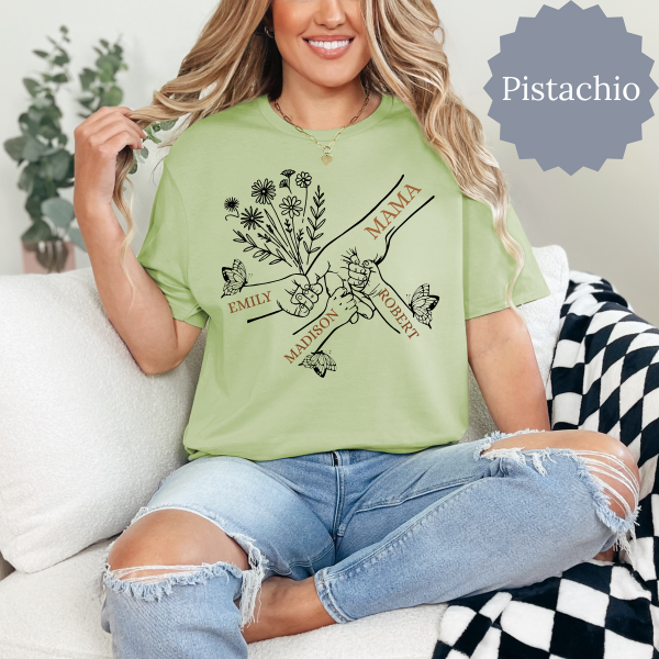 Customized T-Shirt for Mom | Mom Holding Hands T-Shirt, Mothers Day Gift From Daughter Son, Personalized T-Shirt | T-Shirt with Kids Names