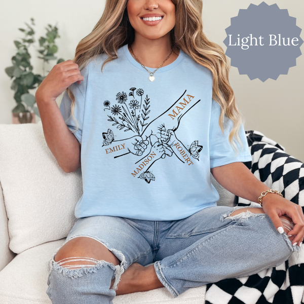 Customized T-Shirt for Mom | Mom Holding Hands T-Shirt, Mothers Day Gift From Daughter Son, Personalized T-Shirt | T-Shirt with Kids Names