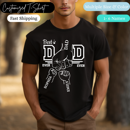 Customized T-Shirt for Dad | Custom Dad Fist Bump Shirt With Kids Names | Father's Day Gift From Daughter Son, Personalized T-Shirt (Copy)