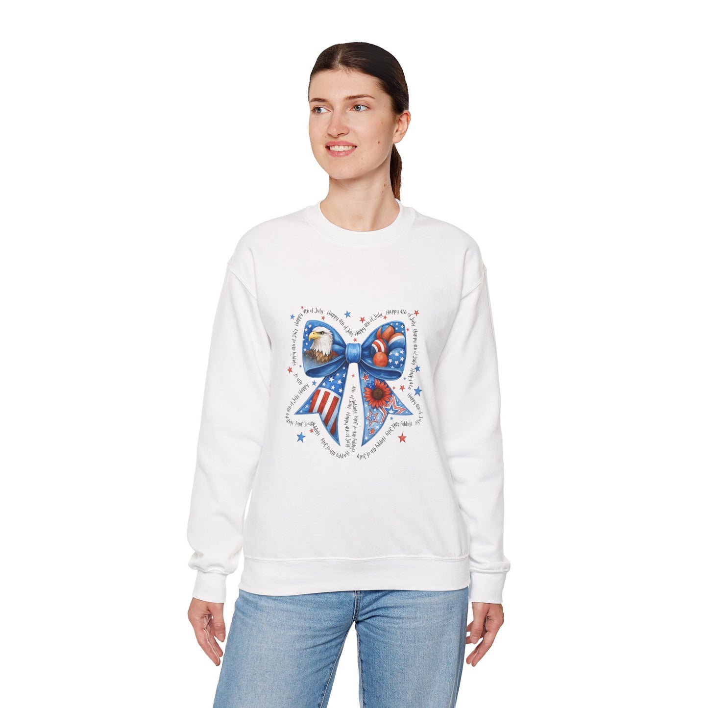 Vintage 4th of July Unisex T-Shirt, Sweatshirt | Retro American Flag Bow Graphic Tee | Patriotic USA Independence Day Outfit