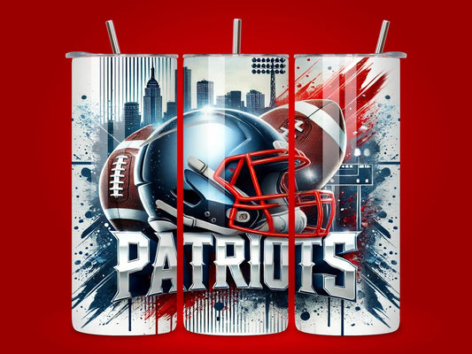 PATRIOT Football Team Designs 20oz Skinny Tumbler, NFL Seamless Design, 20oz Tumbler , Tumbler for PATRIOT fans.